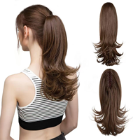 Queue de cheval synthétique ondulée longue et volumineuse en gros pour femmes, fibre haute température, pré-collée, pré-bouclée, perruque portable