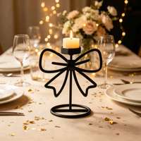 Support de bougie en métal noir ajouré, bougeoir décoratif de table en fer pour bougies chauffe-plat, idéal pour mariages, fêtes et décoration intérieure