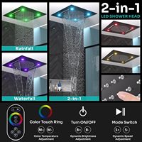 Système de douche de luxe Homedec 20 pouces avec 2 fonctions LED pluie/cascade, double pomme de douche rectangulaire de 6 pouces et robinetterie thermostatique