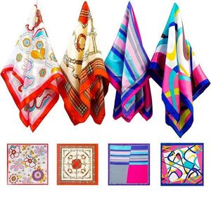 Custom Logo Printed Satin Silk Square Scarves and Handkerchiefs Personalized Polyester Bandanas for Promotional <b>Gifts</b> - Product Image 1