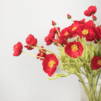 QSLHC469 4 Cabang Bunga Poppy Sutra Buatan untuk Dekorasi