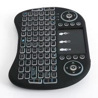 3 Warna Backlit I8 2.4G Air Mouse Super Mini Keyboard Nirkabel Touchpad Pegangan Kode Tetap 4 Tombol Silikon