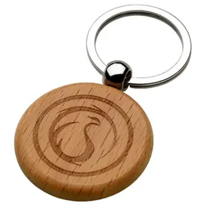 Custom Design Handmade DIY Keying Engraved Pattern Name Wooden Keychain Circular Key Tag