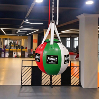 Sac de frappe rond suspendu en cuir durable pour entraînement de boxe, MMA, kickboxing, gym à domicile