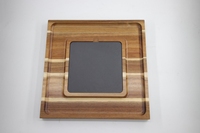 Plateau à fromage en bois d'acacia écologique, directement de l'usine, avec plateau de service en ardoise naturelle, vaisselle gravée pour le camping, style américain