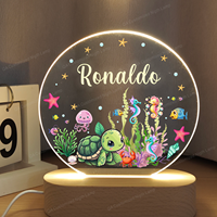 Animaux de la mer veilleuse nom personnalisé sous la mer bébé douche veilleuse l'océan lumière LED anniversaire cadeau de noël