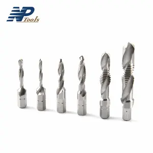 Naipu Hex Shank M3-M10 Screw Tap Combination Drill Bits HSS Taps for Drilling tapping deburring and countersinking