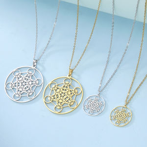 Myshape Metatron Cube collar <span class=keywords><strong>de</strong></span> acero inoxidable Geometría Sagrada símbolo poderoso Kabbala amuleto Salomón joyería - Product Image 1