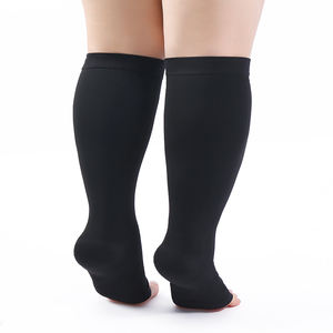 Calcetines de <span class=keywords><strong>Compresión</strong></span> Médicos Personalizados, Negros, Talla Grande, 20-30 mmHg, de Nailon, hasta la Rodilla, con Punta Abierta, para Prevenir Várices - Product Image 6