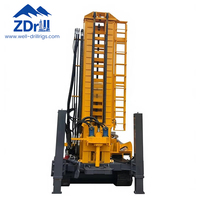 Machine de forage de puits d'eau sur chenilles hydraulique rotative montée sur remorque, profondeur 300m, pour forage de trous