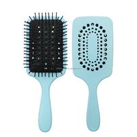 Logo privé pagaie à poils en nylon noir résistant à la chaleur et massage à coussin d'air démêlant brosse à cheveux sèche-cheveux