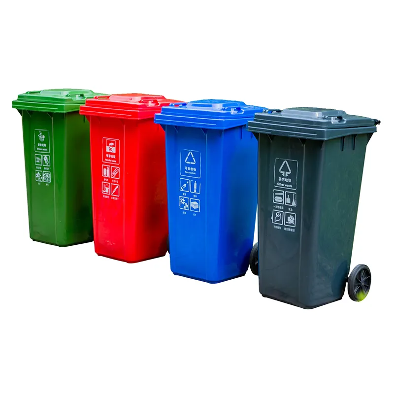 customized logo color street 360/240L hdpe plastic rectangle trash bins waste bin whit wheel
