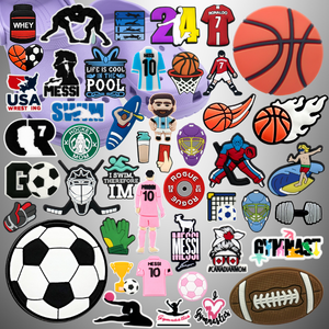 Fournisseur en gros Équipement de sport personnalisé Sabot de joueur Charme en caoutchouc PVC Boucles de chaussures de football étoile de l'équipe de ballon d'école - Product Image 1