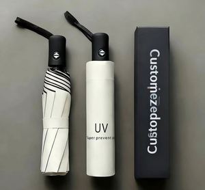 CustomCustom Cheap White Rain 3 <b>Folding</b> Umbrella Windproof Portable Uv Automatic Umbrella With Logo - Product Image 2