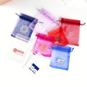 Sacs en organza recyclables personnalisés avec logo, pochettes à bijoux, sacs cadeaux à cordon pour mariage, fête, qualité alimentaire, vente en gros - Product Image 3