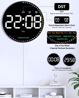 7 COULEUR 10 "LED Mode Horloge Murale Fahrenheit ou Celsius pour Salon et Chambre