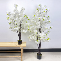Arbre artificiel de cerisier en fleurs fait main, pot rose, respectueux de l'environnement, pour mariage, usage intérieur/extérieur, scène d'hôtel