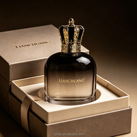 Flacon de parfum rond en verre de luxe 100 ml, pulvérisateur personnalisé coloré, étiquette, logo, vide avec boîte