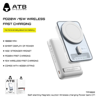 Chargeur sans fil ultra-fin ATB 10000mAh, batterie externe magnétique avec technologie GaN, étanche, charge rapide 20W