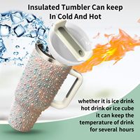 Bicchiere Termico da 40oz in Acciaio Inossidabile 304 con Strass, Manico e Coperchio con Cannuccia, Tazza Bling in Cristallo per Collezioni Regalo Boutique - Vendita all'Ingrosso