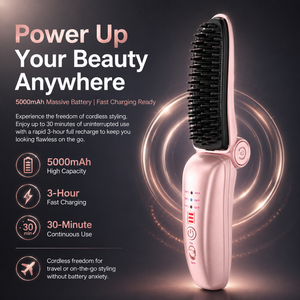 <span class=keywords><strong>Brosse</strong></span> lissante portable sans fil pliable format voyage pour <span class=keywords><strong>cheveux</strong></span> courts - Product Image 1
