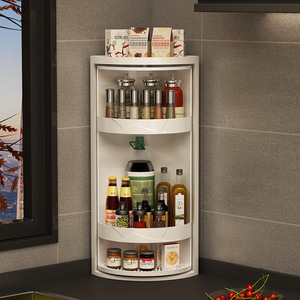 Rotating Spice Rack Storage Box Round Double Layer Kitchen Organizer Standing Type No Installation Required - Product Image 3