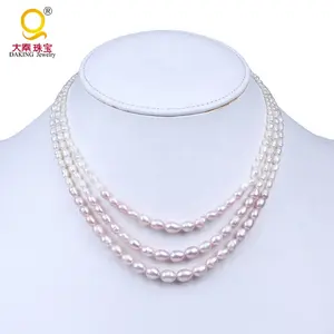 wholesale classical delicate factory cultured freshwater White and pink gradual pearl necklace