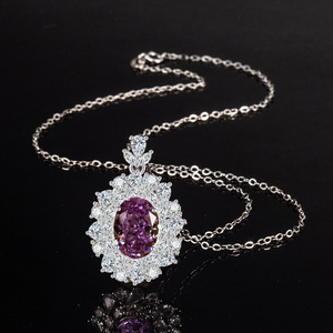 Ensemble de bijoux tendance unisexe haut de gamme, style européen et américain, avec anneaux et collier en zircone cubique ovale 8A de 10*14 mm, plaqué or sur cuivre - Product Image 4
