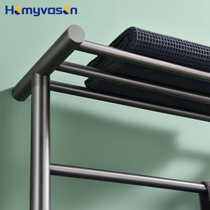 Porte-serviettes mural double couche chauffant électrique automatique luxueux gris canon en acier inoxydable SUS304, porte-serviettes <span class=keywords><strong>plat</strong></span> à 4 barres - Product Image 4