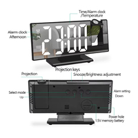 Réveil personnalisé à double affichage analogique à LED Projecteur de temps Horloges de bureau électroniques à quartz pour le salon Radio incluse