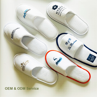 Chaussons d'hôtel jetables en EVA blancs à bout fermé avec logo brodé de haute qualité pour hôtels
