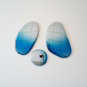 Ensemble d'art mural en acier inoxydable poli fait main, effet galet <span class=keywords><strong>miroir</strong></span>, décoration murale contemporaine réfléchissante pour la maison - Product Image 1