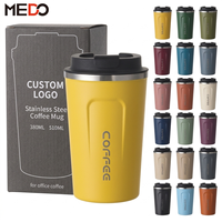 Tasses à café isothermes personnalisées en acier inoxydable de 13 oz et 17 oz avec bouteilles d'eau jaunes isolées sous vide pour le camping