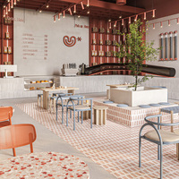 Comptoir de bar à café en bois sur mesure, vitrine à desserts en verre, étagère de boulangerie, design intérieur LED pour la décoration d'un café