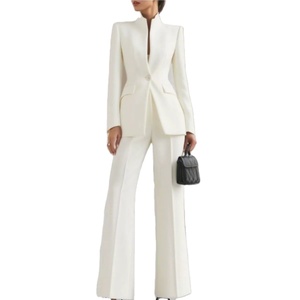 Conjunto de Traje de <span class=keywords><strong>Mujer</strong></span> Europeo y Americano 2026, Moderno, de Manga Larga, Color Sólido, con Bolsillo y Cierre de un Solo Botón - Product Image 1