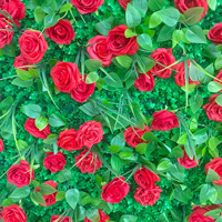 NINI 2026 Nouvelle Murale Florale Artificielle Rouge et Verte en Rouleau sur Base en Tissu pour Décoration de Fond de Scène de Mariage, Événement, Fête