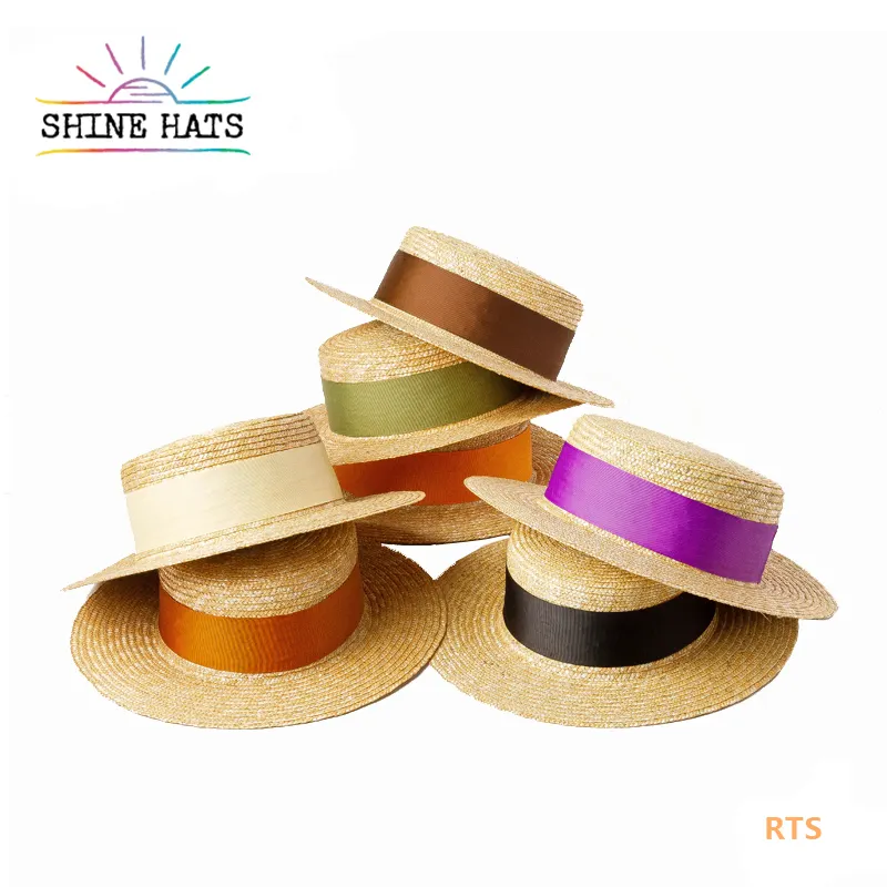2022 יוקרה סיטונאי אופנה רחב ברים חיטה מגבעת כובע מותאם אישית קיץ חוף נשים קש כובעים עם לוגו