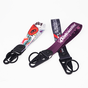 Nylon Carabiner Keychain Strap Wrist Personalized Lanyard Keychain with logo Custom