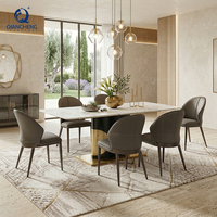 Table à manger en métal QIANCHENG avec plateau en marbre, meubles italiens de luxe, nouveau design de table à manger Taobao