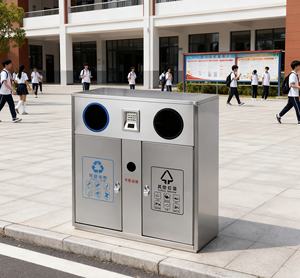 Poubelle à double compartiment en acier inoxydable avec couvercle, anti-fuite et anti-odeur - Product Image 4