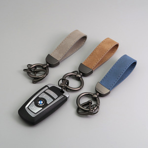 Wholesale Custom Engraving Logo Eco-Friendly Durable Leather & Metal Car Keychain with Key Ring-Daily Use