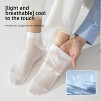 Chaussettes pour hommes en soie de mûrier, sans couture, à aiguille unique, fines, mi-mollet, en maille respirante, désodorisantes, sans coutures apparentes, pour l'été, décontractées et professionnelles