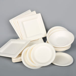 Plateau de restauration rapide jetable vert personnalisé de 9 pouces 100% Vaisselle biodégradable compostable Bagasse Canne à sucre Plastique poli - Product Image 2