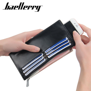 กระเป๋าสตางค์ผู้ชาย Baellerry หนัง PU กระเป๋าสตางค์ซิปใส่บัตรได้หลายใบ สีดำกาแฟ สีพื้น ตกแต่งด้วยตัวอักษร - Product Image 3