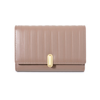 Dompet Pendek Wanita Model Lipat Tiga, Tas Clutch PU Tahan Air, Penutup Hasp, Lapisan Poliester