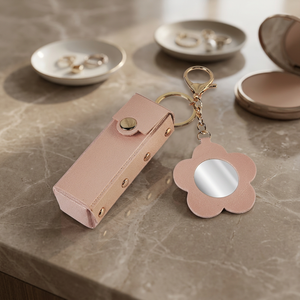 Miroir Cosmétique Lumineux en Bronze Créatif et Élégant avec Rangement, Pendentif Porte-clés, Miroir Portable en Forme de Fleur, Grossissement 3X, en Plastique - Product Image 3