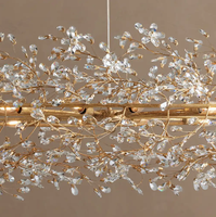 Lustre moderne suspendu en cristal en forme de fleur en acier pour restaurant, salon, salle à manger, hall d'entrée