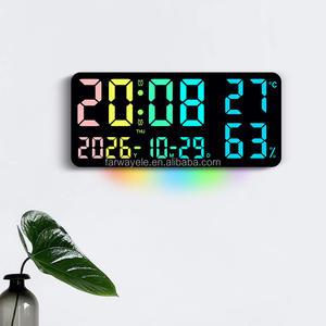 Horloge murale LED RGB multifonctionnelle YIDA <span class=keywords><strong>TIME</strong></span> avec grand écran, affichage de la température et de l'humidité, lumière ambiante pour salon - Product Image 1