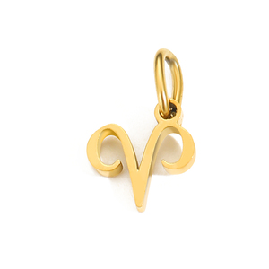 Accesorios de dijes del zodíaco DIY de acero inoxidable chapado en oro PVD de 14K con anilla de unión para joyería - Product Image 3