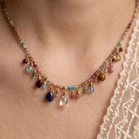 Ensemble collier et bracelet artisanal SongYi avec pierres précieuses multiples, bijoux bohèmes avec breloques en pierres naturelles, style boho chic, fait main